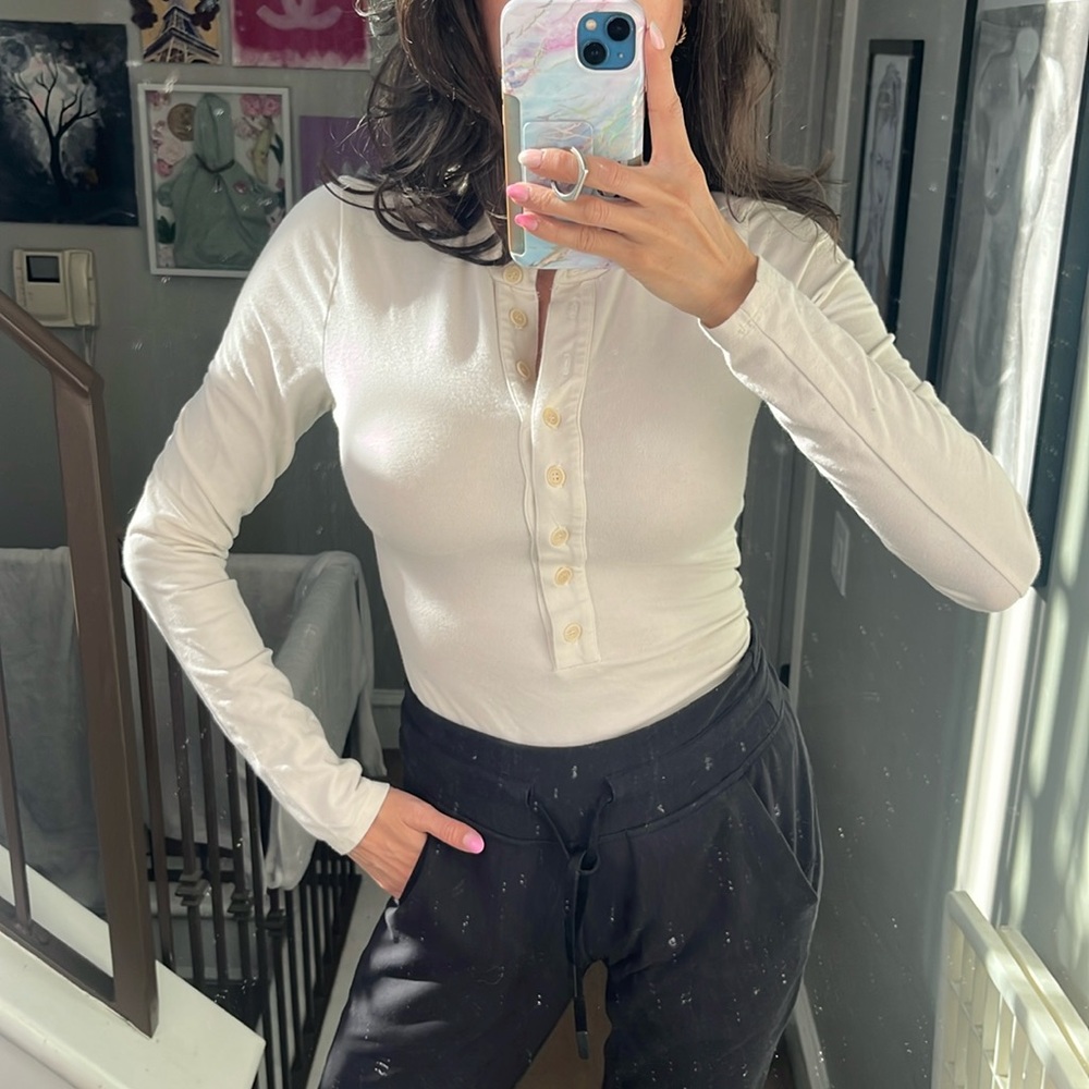 Reformation Jeans Cream Bodysuit